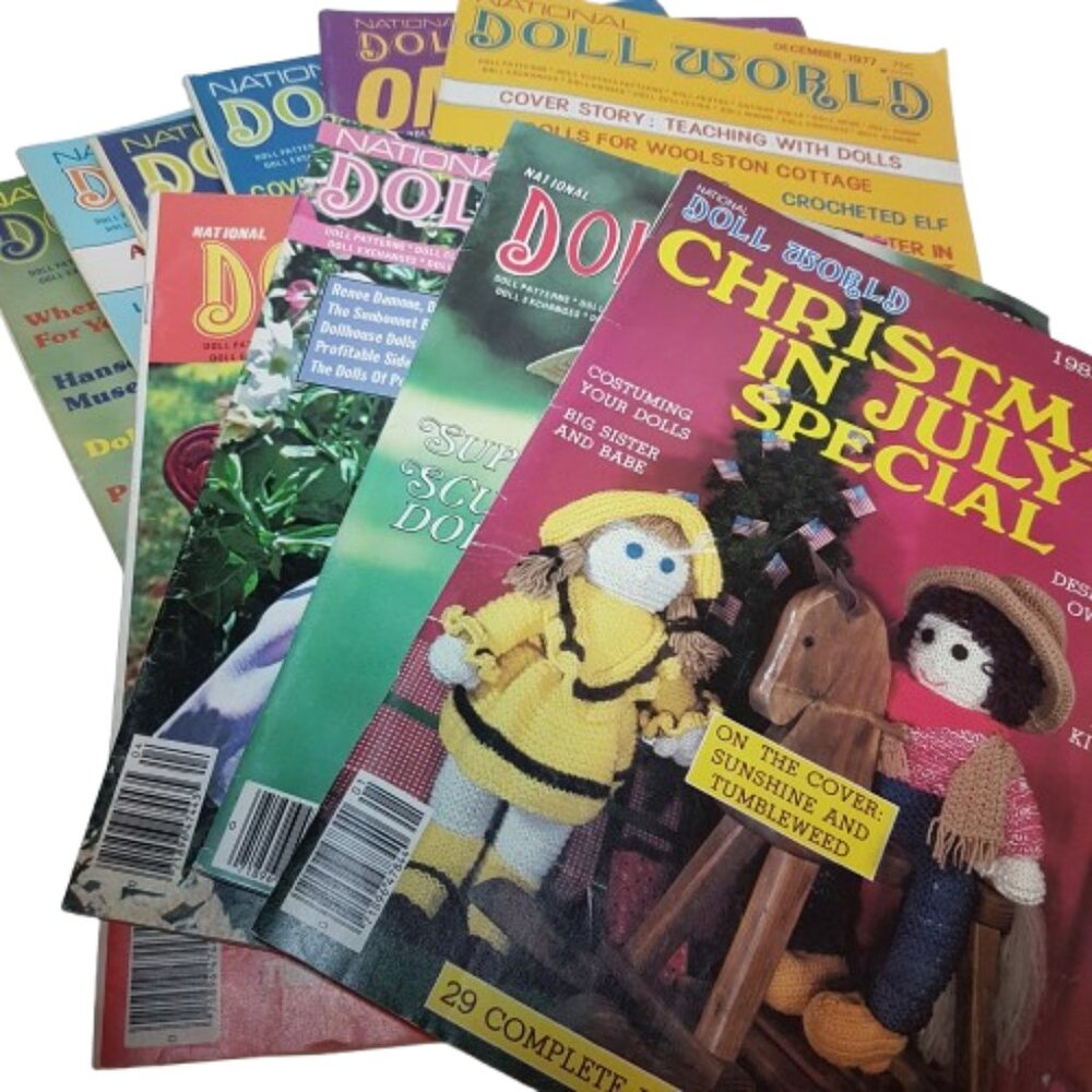 Set of 10 Vintage 1970s, 1980s NATIONAL DOLL WORLD Magazine Arts & Crafts